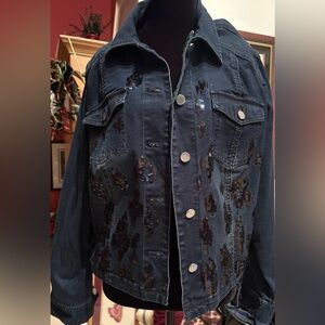 Women's Denim Jacket with Sequin Accents